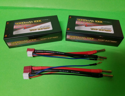 2x VANT 5000mAh 2S 7.4 100C-200C Shorty LiPo Battery gens ace losi 22 orion b44