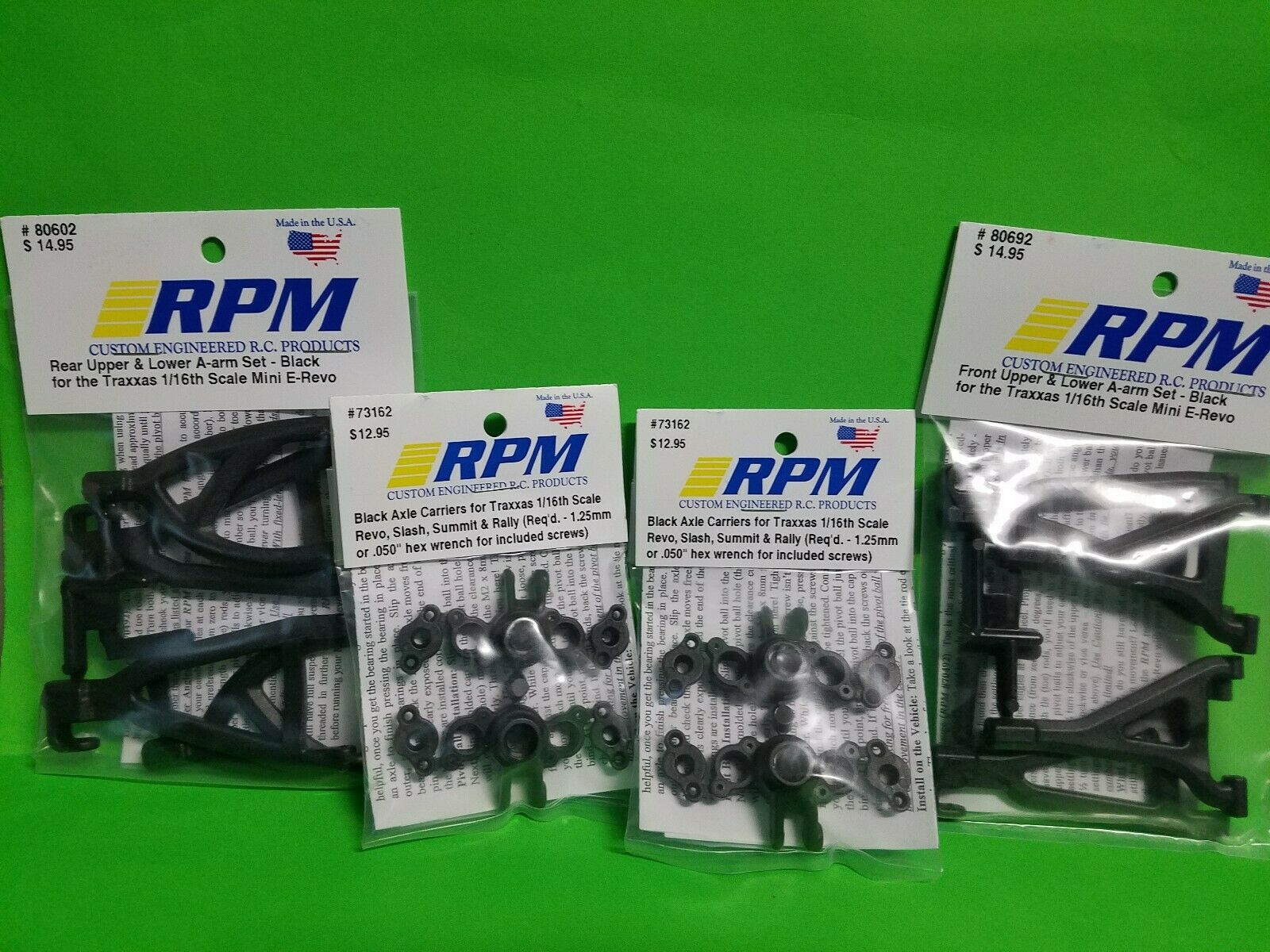 RPM ARMS axle carriers Front  Rear  80692 80602 73162 TRAXXAS 1/16th Mini E-REVO