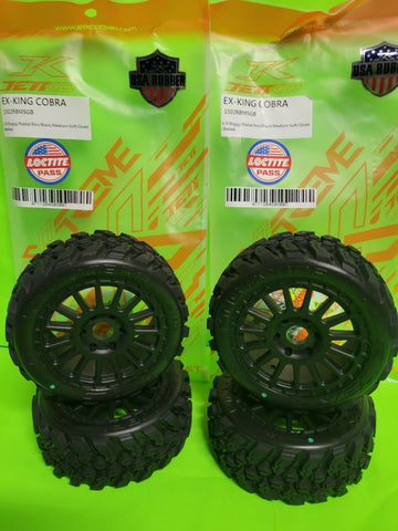 4 BELTED JETKO KING COBRA 1/8 BUGGY TIRES 17MM ARRMA CORALLY RADIX POWERHOBBY