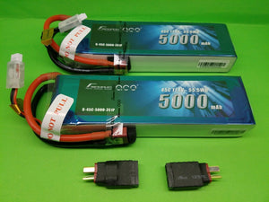 2x Gens ace 5000mAh 11.1V 45C 3S Lipo Battery Traxxas Slash Revo XMAXX TURNIGY