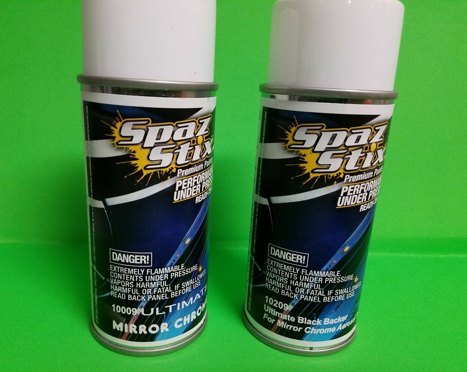 Spaz Stix Ultimate Mirror Chrome AND  BLACK BACKER  Combo Deal Spray Cans 3.5oz.