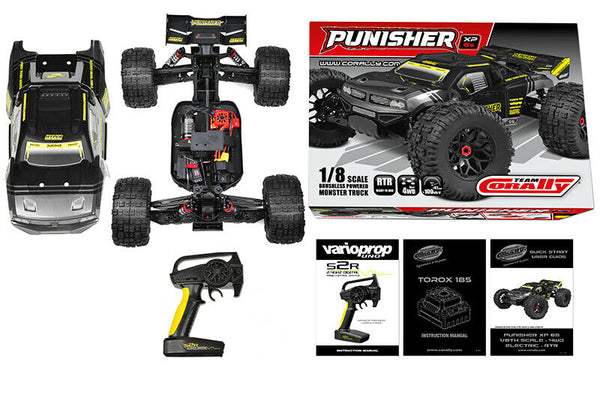 TEAM CORALLY Punisher XP 6S 1/8 Monster  RTR Brushless W/ 2 2S LIPO BATTERIES