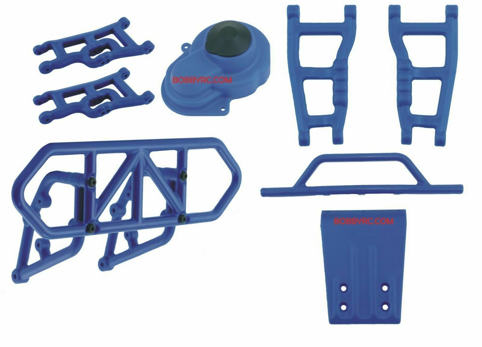 RPM BLUE Suspension Arms, Gear Cover, Front & Rear Bumpers For Traxxas 2wd Slash