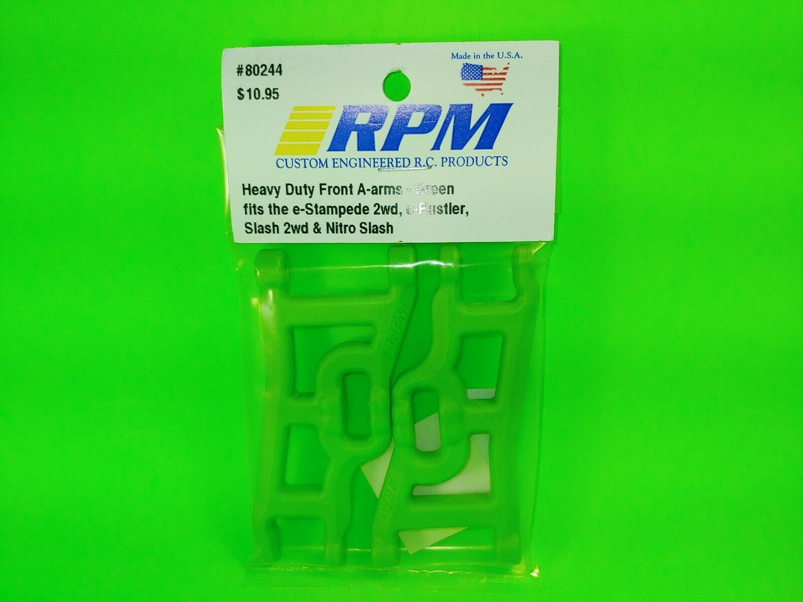 RPM 80244 Front A-Arm Set Green Traxxas Nitro Slash Rustler Stampede 2WD