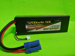 VANT  2S 7.4V 5200mAh 50C Lipo Battery Pack w EC5 POWERHOBBY GENS ACE VENOM