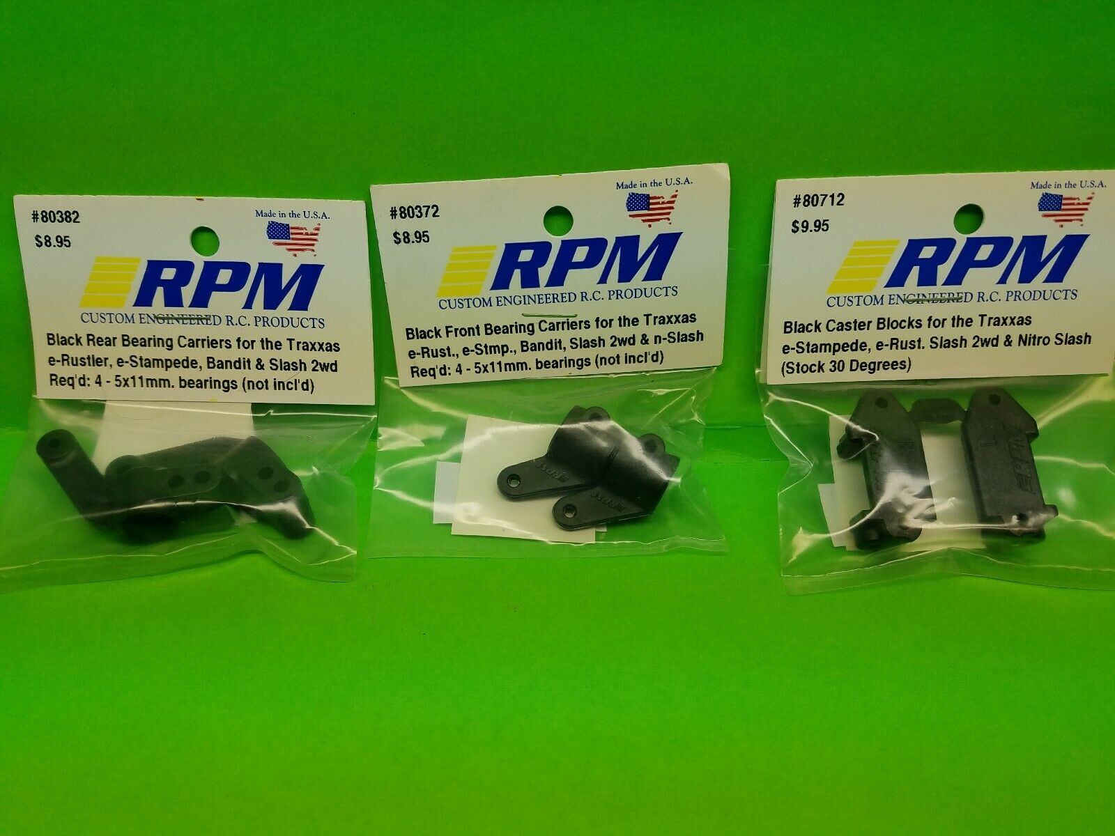 RPM Slash Rustler Stampede  BEARING CARRIERS CASTER BLOCKS 80382 80372 80712