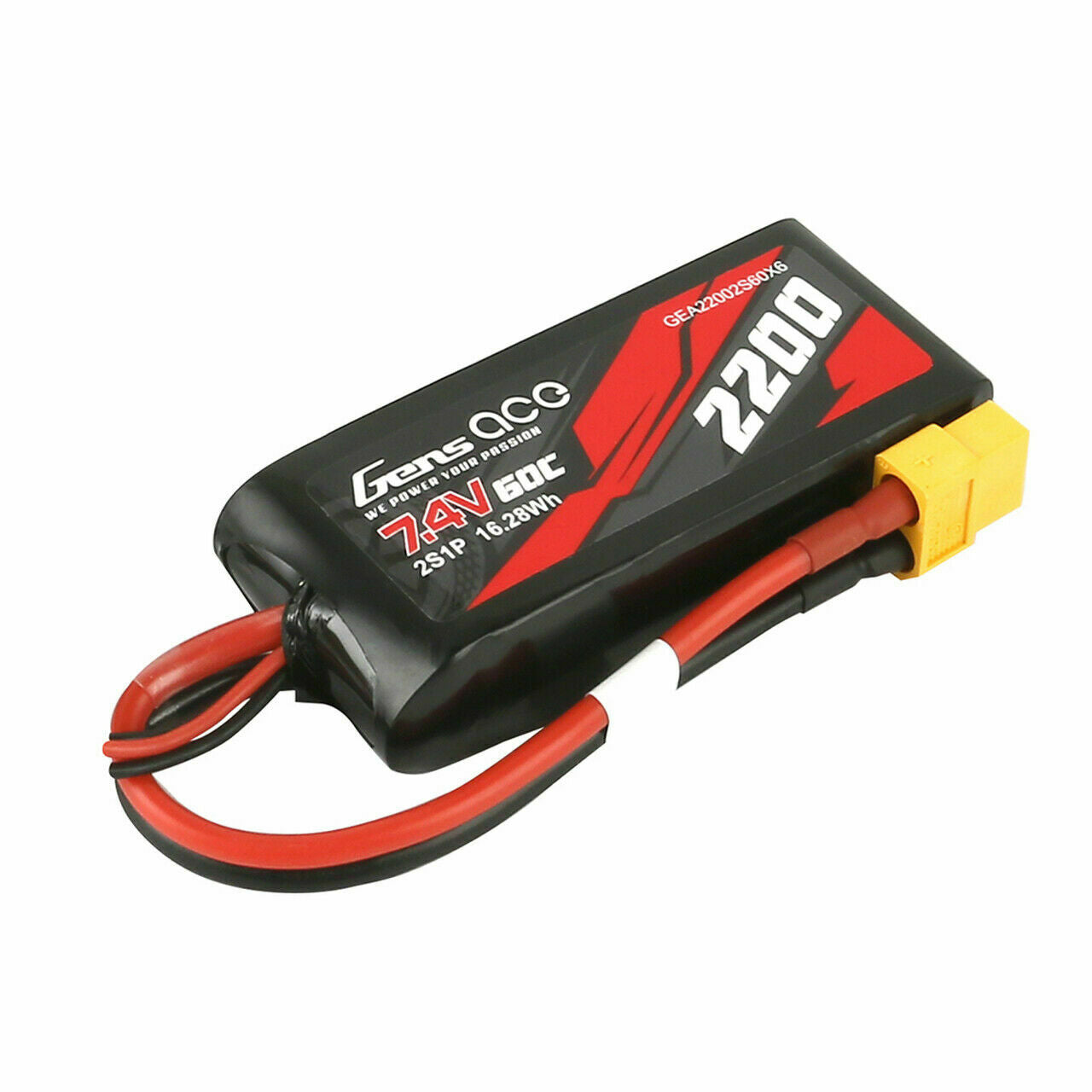 Gens Ace 60C 2200mAh 7.4 V 2S Lipo Battery XT60 TRAXXAS 1/16 SLASH REVO SUMMIT