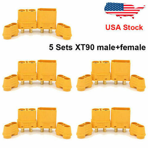 5 Pairs Amass XT90 Male Female Connector Adapter Plug for RC Lipo Battery 5 Sets