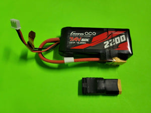 Gens Ace 60C 2200mAh 7.4V 2S Lipo Battery W/ TRAXXAS PLUG 1/16 SLASH REVO 2820X